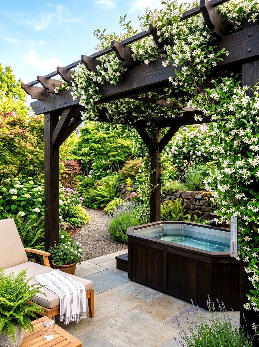 Cold plunge with pergola - 30 cold plunge backyard ideas