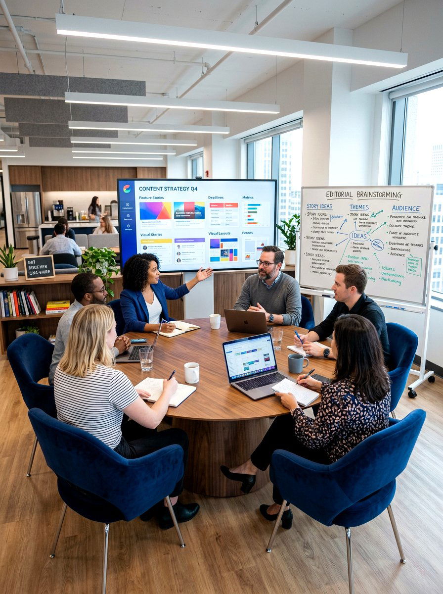 Collaborative editorial meeting area - 30 editorial office ideas