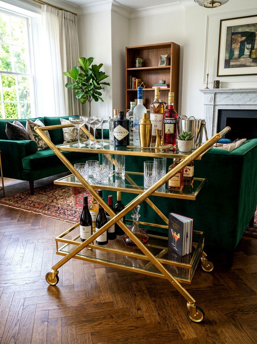 Collapsible Bar Cart - 30 foldable furniture apartment ideas