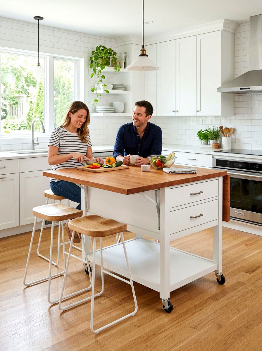 Collapsible Kitchen Island - 30 foldable furniture apartment ideas