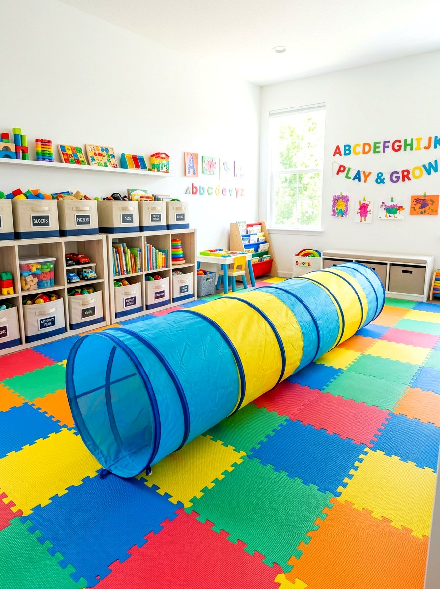 Collapsible sensory play tunnel - 30 sensory playroom ideas