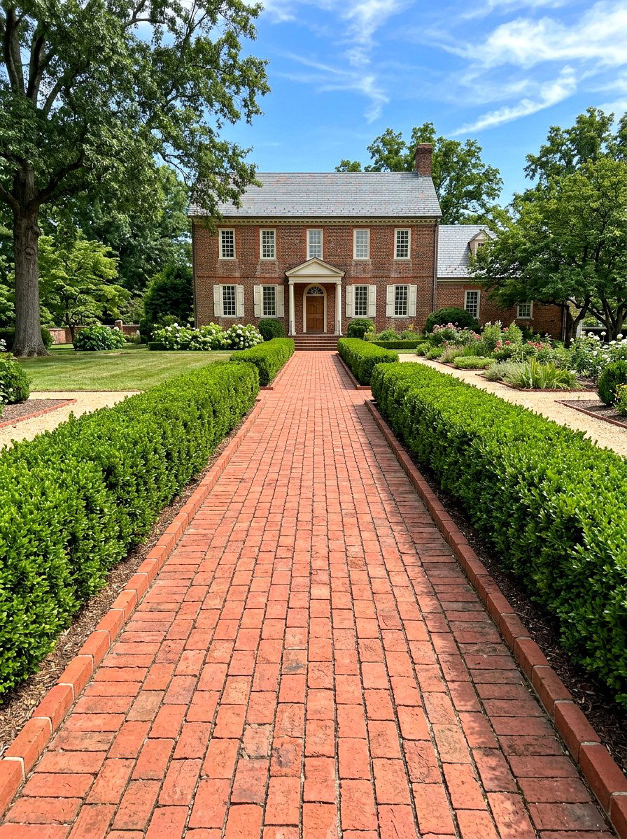 Colonial Style Brick Border - 30 brick border front yard ideas