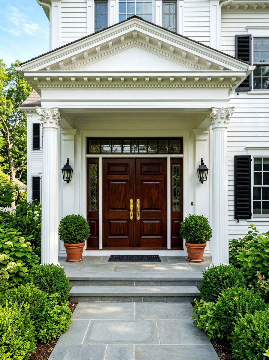 Colonial double front doors - 30 colonial front porch ideas