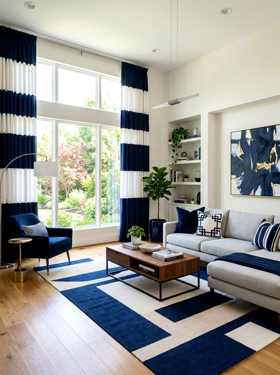 Color Block Curtains - 30 statement drapes living room ideas