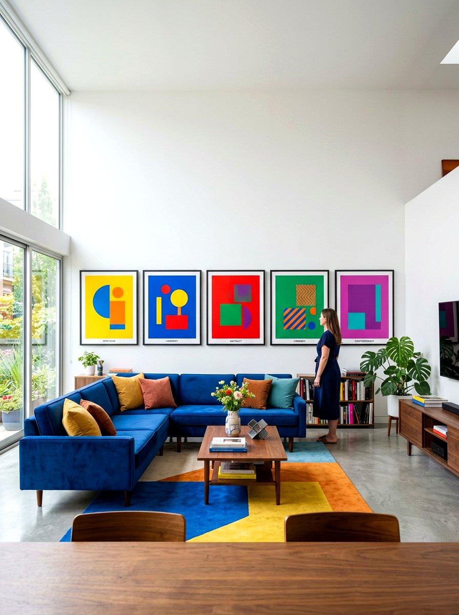 Color Block Gallery - 30 bold colorful gallery wall ideas