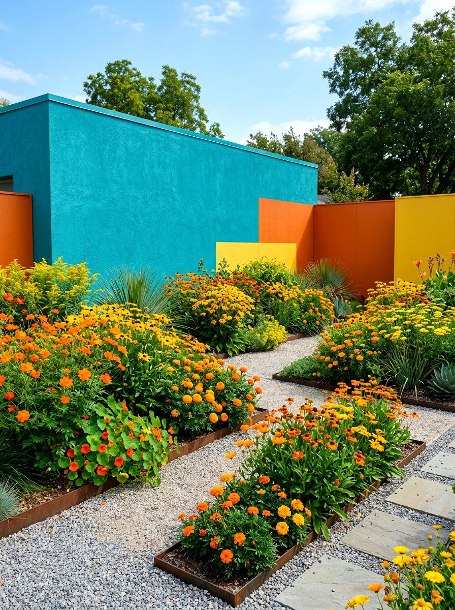 Color Block Garden - 30 narrow garden ideas