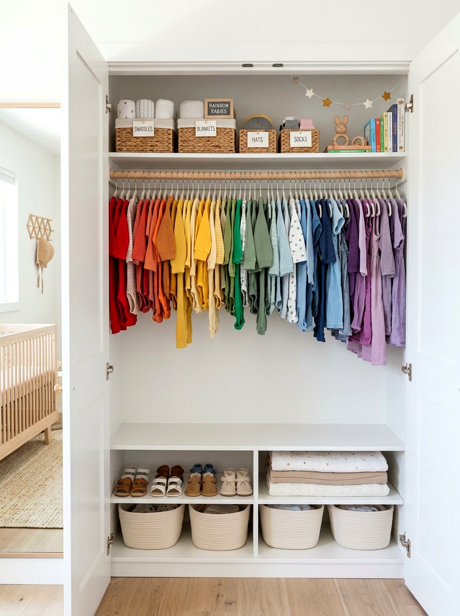 Color Coded Baby Clothes - 30 nursery closet ideas