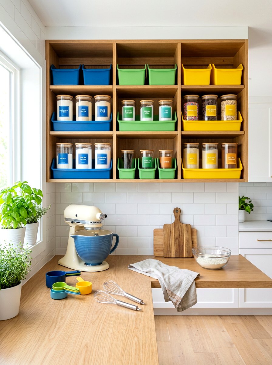 Color Coded Baking Zone - 30 baking pantry ideas