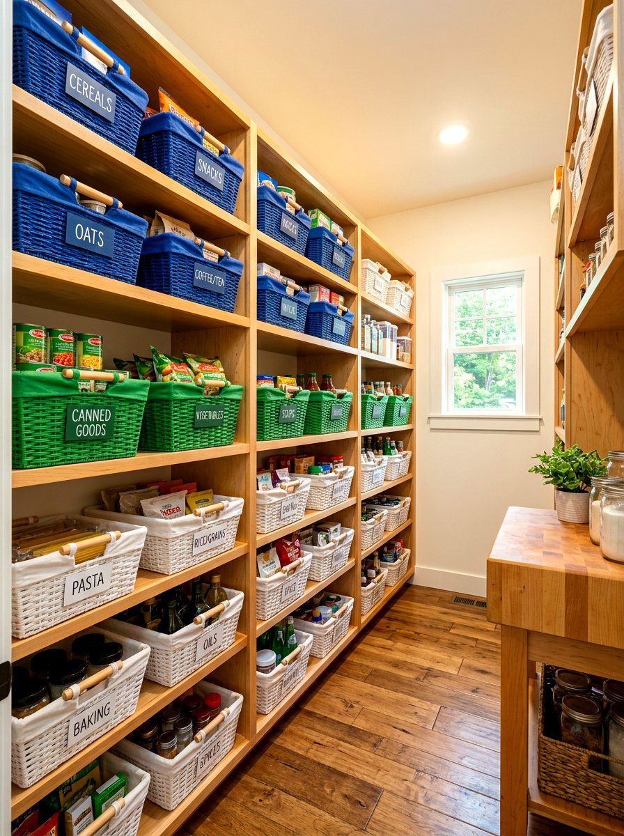 Color Coded Basket - 30 basket pantry organization ideas