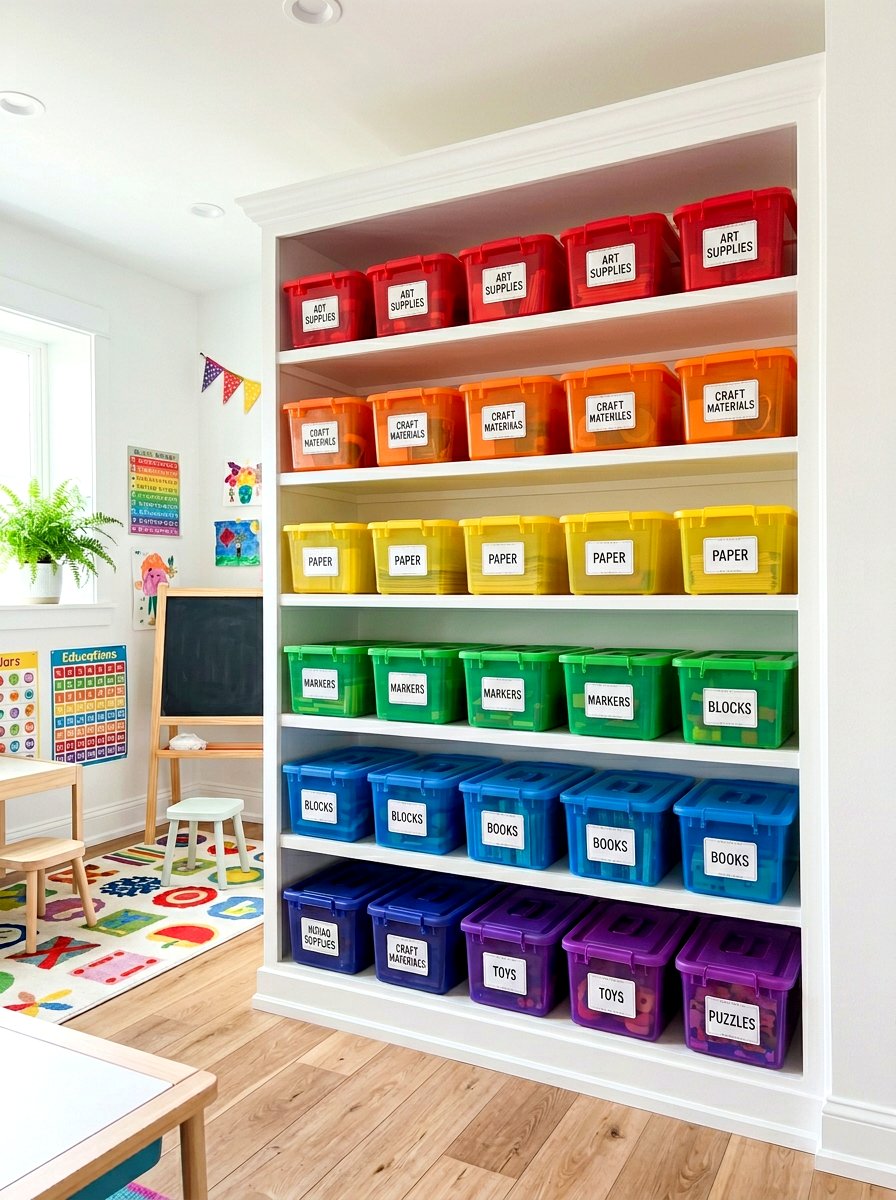 Color Coded Bins - 30 office file storage ideas