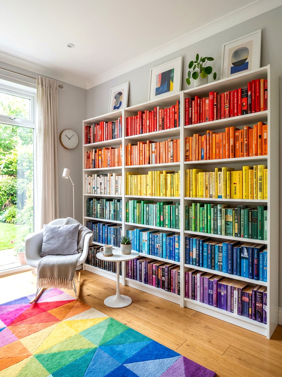 Color Coded Book Collection - 30 book filled room ideas