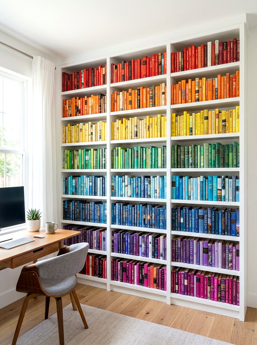 Color Coded Bookshelf - 30 shelf styling for Instagram ideas