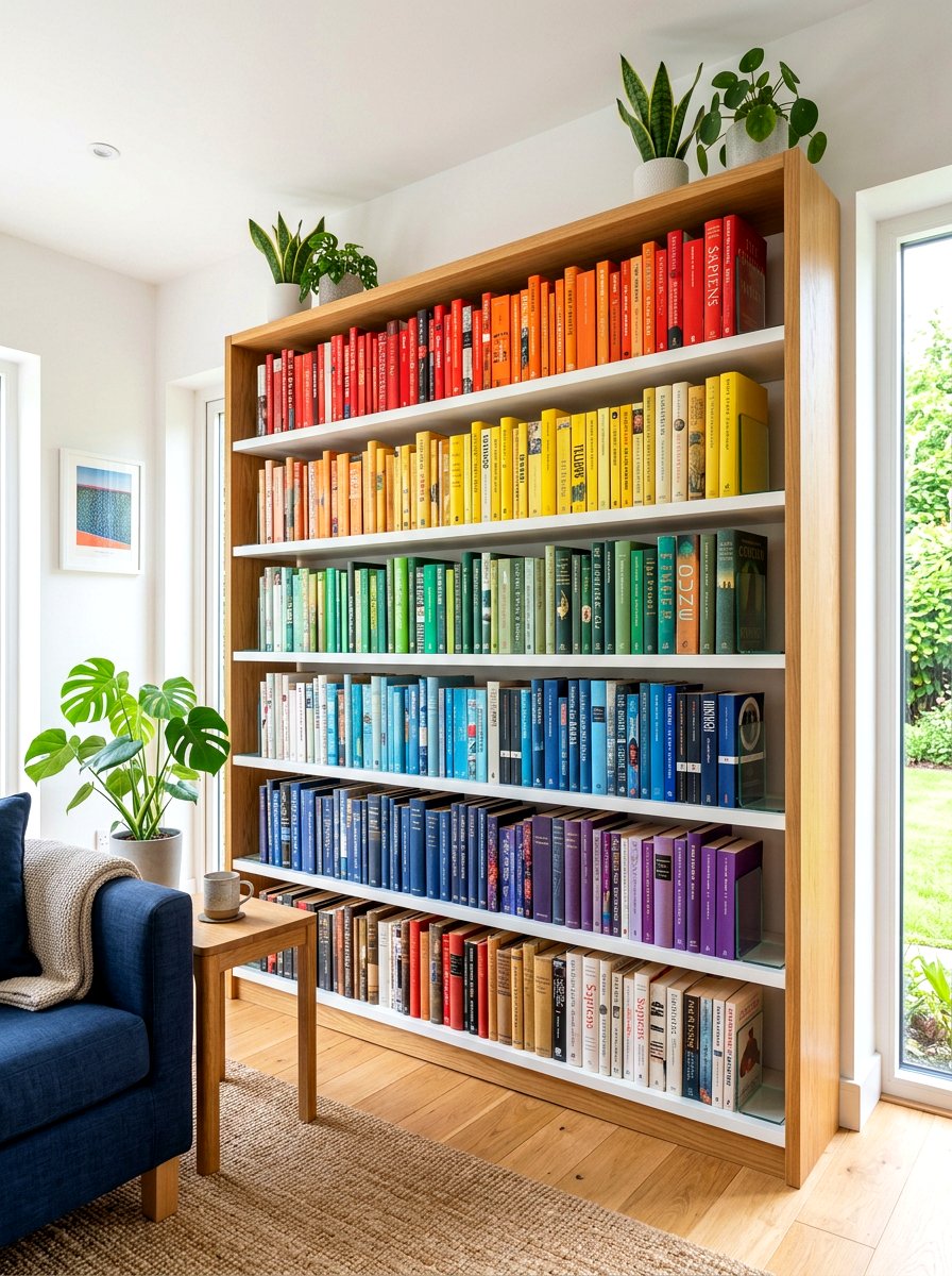 Color Coded Bookshelf - 30 shelfie styling ideas