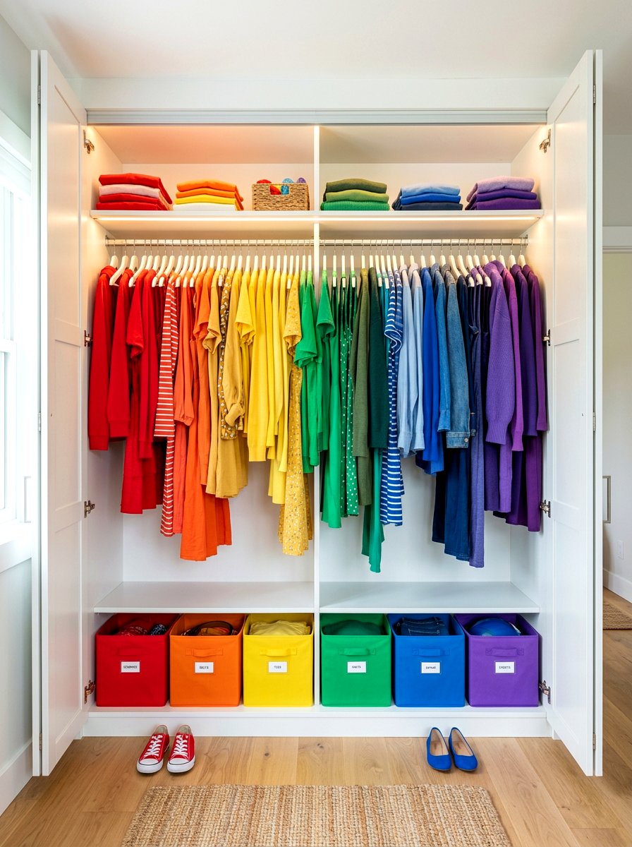 Color Coded Closet - 30 kids closet ideas