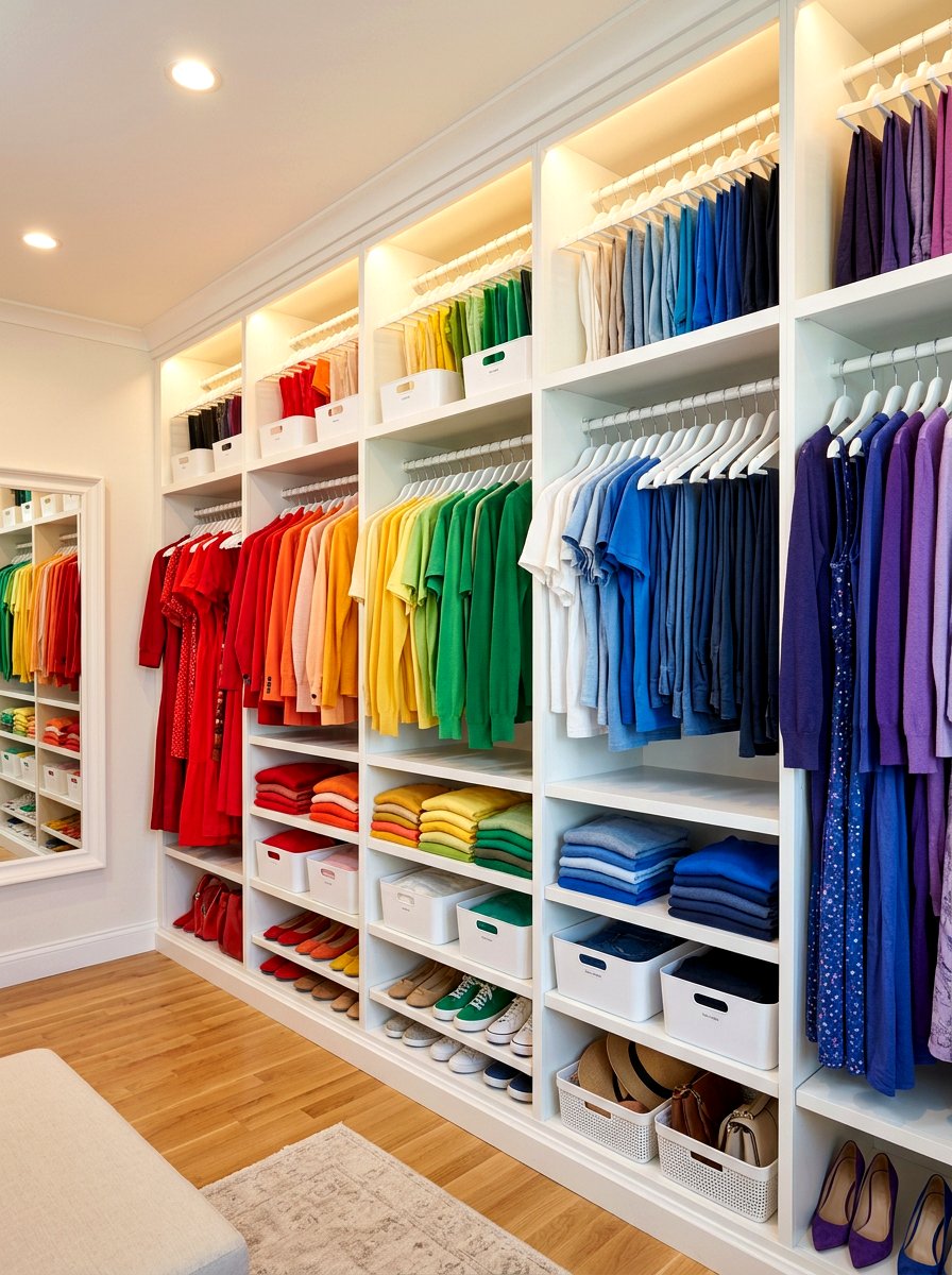 Color Coded Clothing - 30 organizing small closets ideas