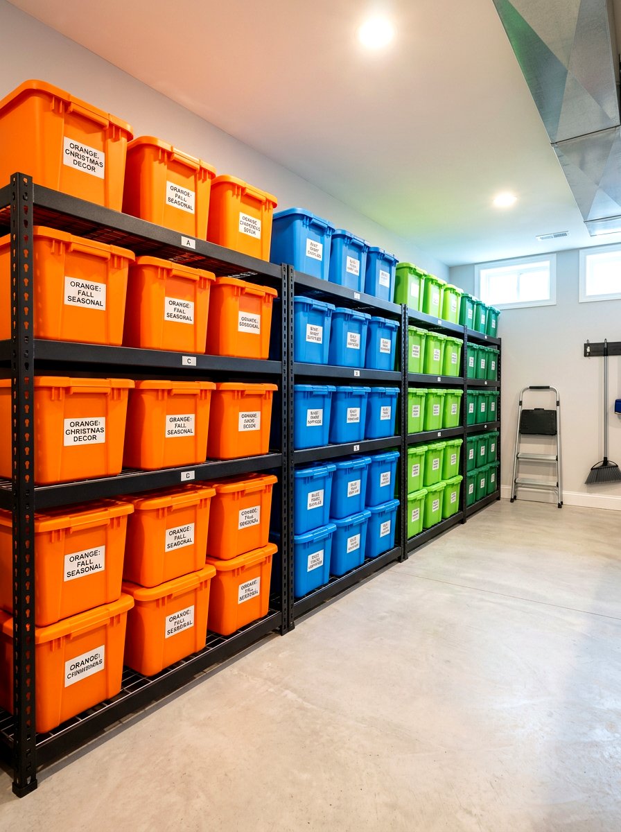 Color Coded Containers - 30 seasonal decor storage ideas