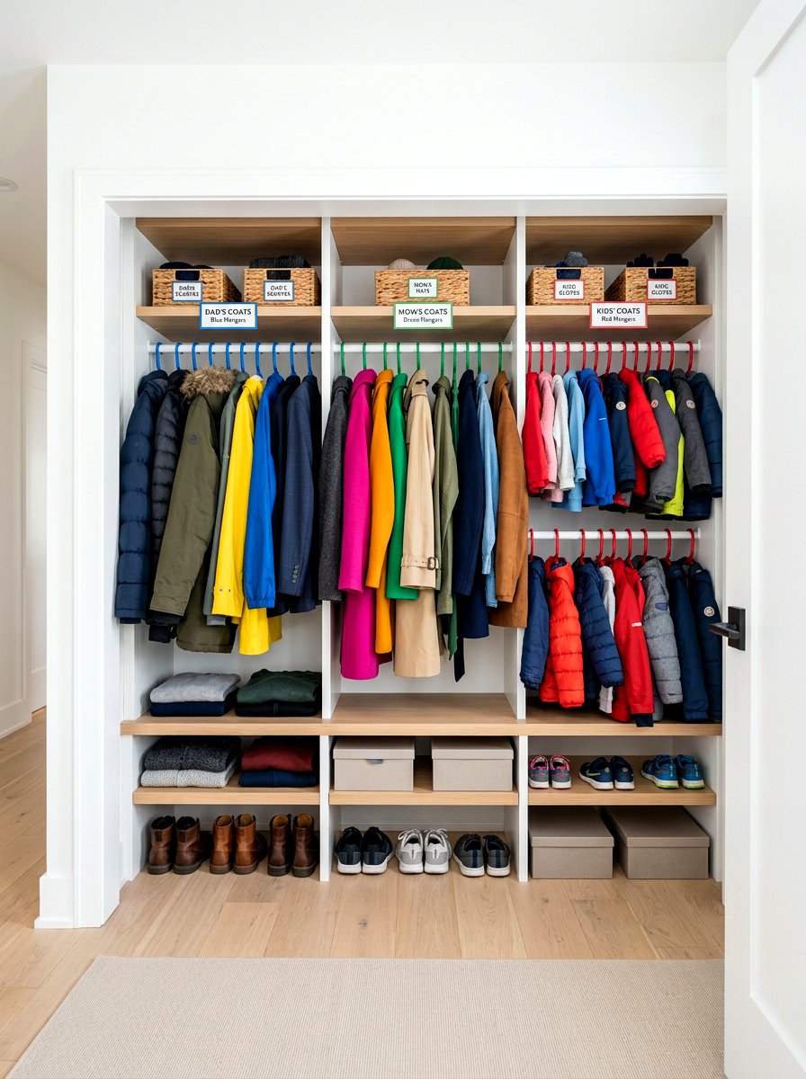 Color Coded Hangers Closet - 30 coat closet organization ideas