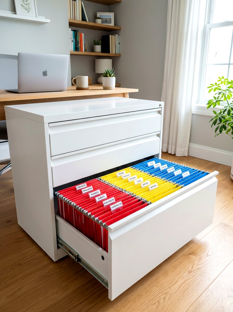 Color Coded Hanging Folders - 30 school paper organization ideas