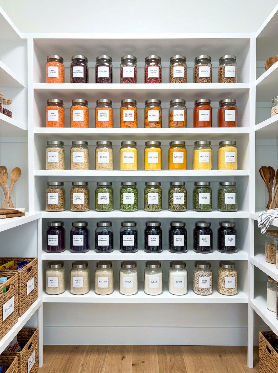 Color Coded Jar - 30 glass jar pantry ideas