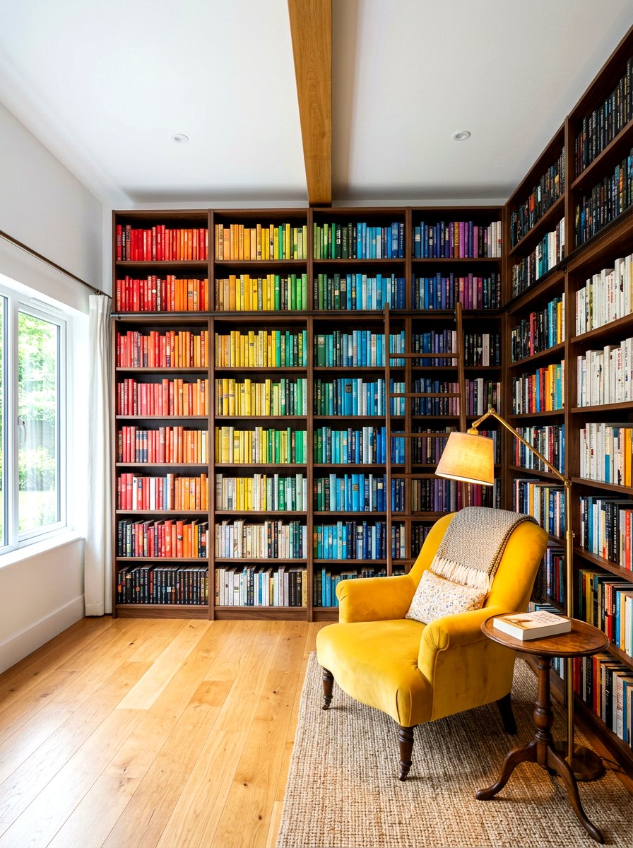 Color Coded Library Room - 30 playful maximalist decor ideas