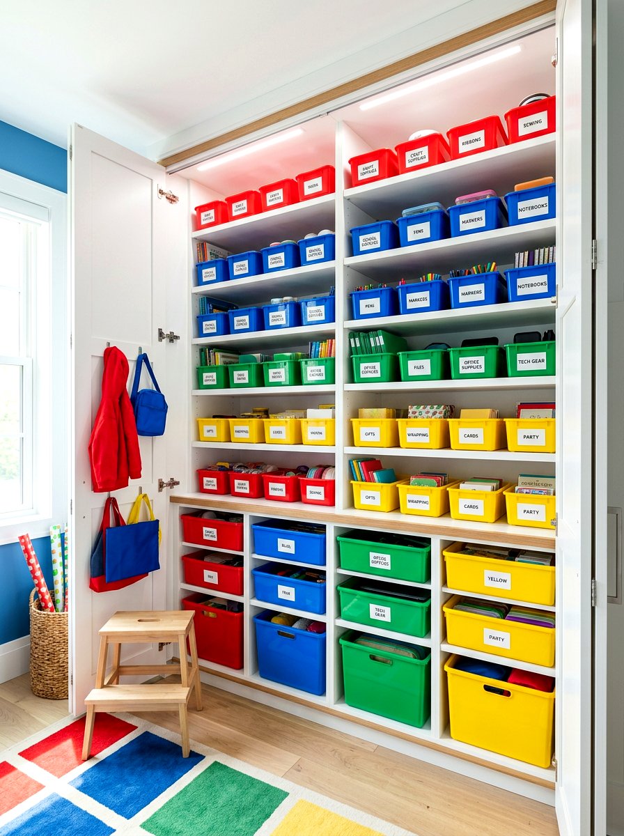 Color Coded Organization - 30 playroom closet ideas