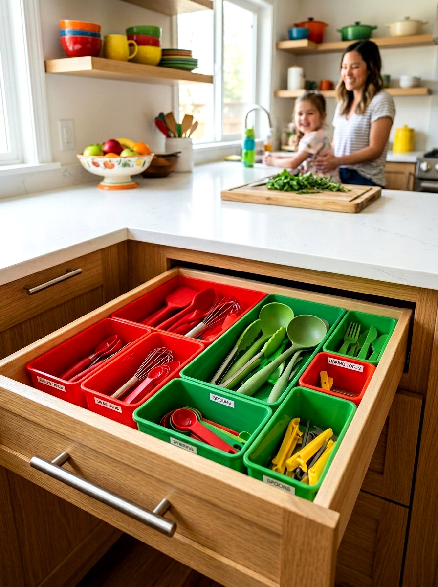 Color Coded Organizer - 30 utensil drawer ideas