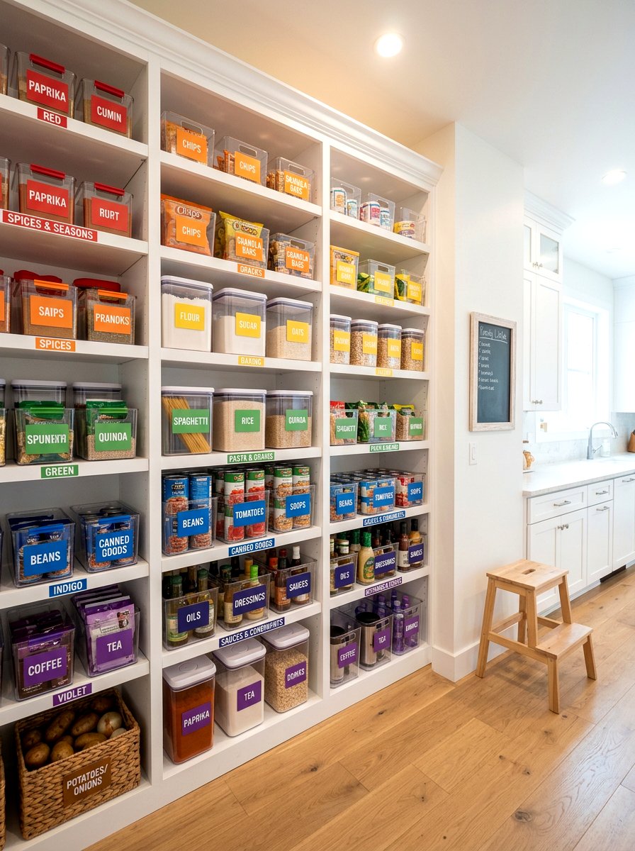 Color Coded Pantry Label - 30 label system pantry ideas