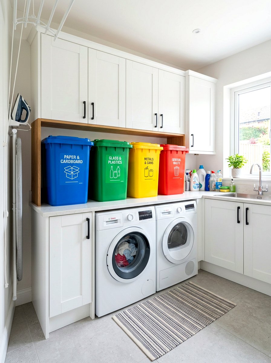 Color Coded Recycling Containers - 30 recycling station ideas