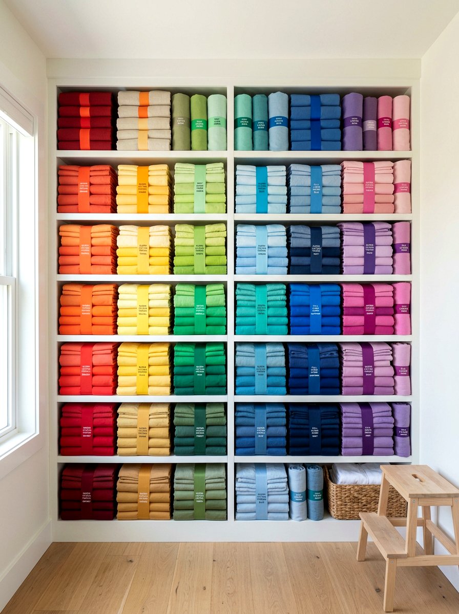Color Coded Sheets - 30 linen cupboard styling ideas