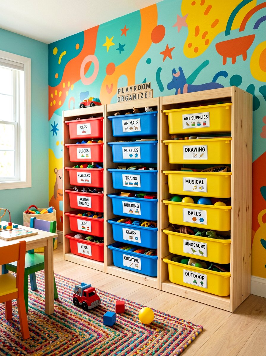 Color Coded Station - 30 toy rotation storage ideas