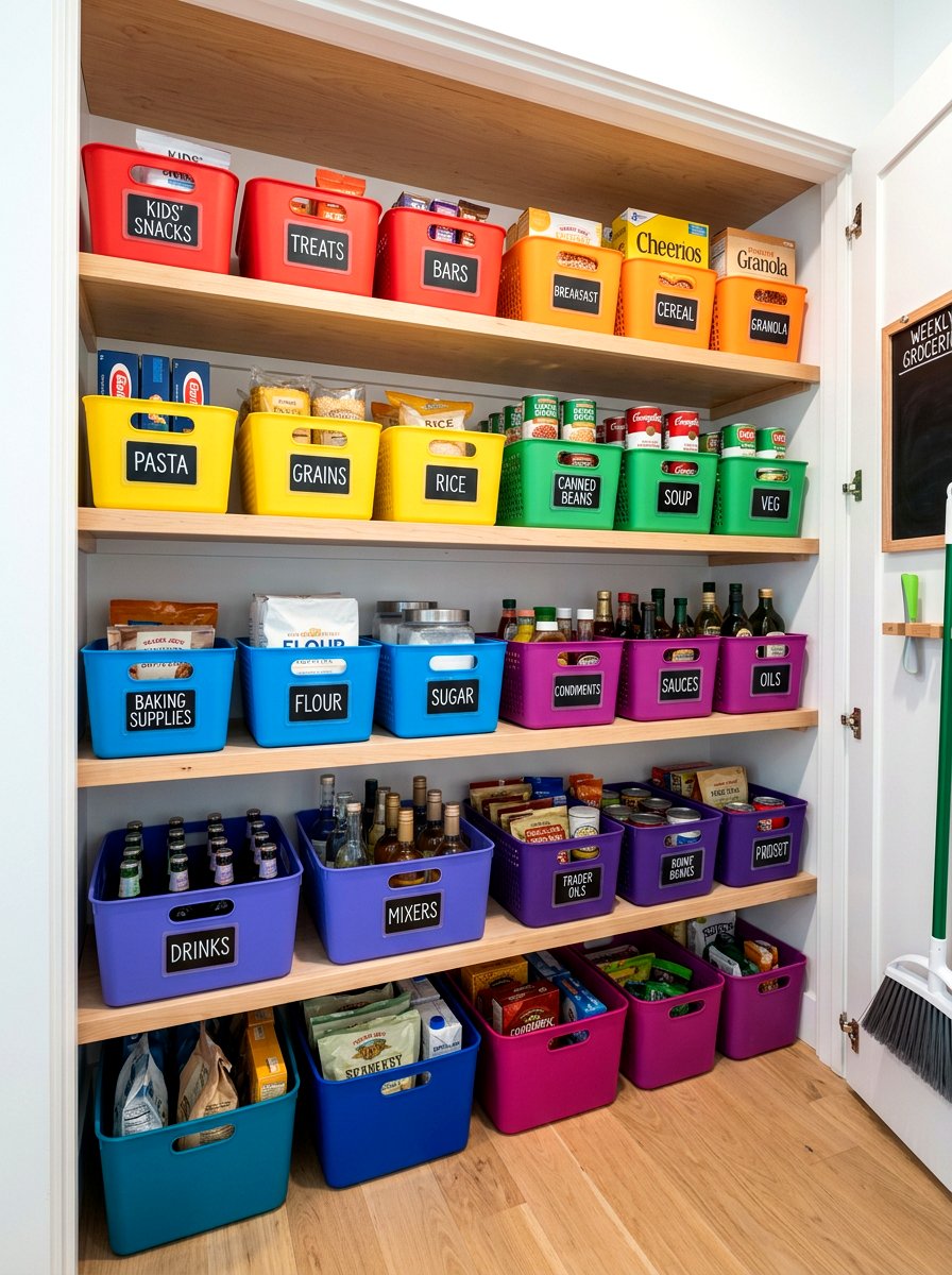 Color Coded Storage - 30 organizing a tiny pantry ideas