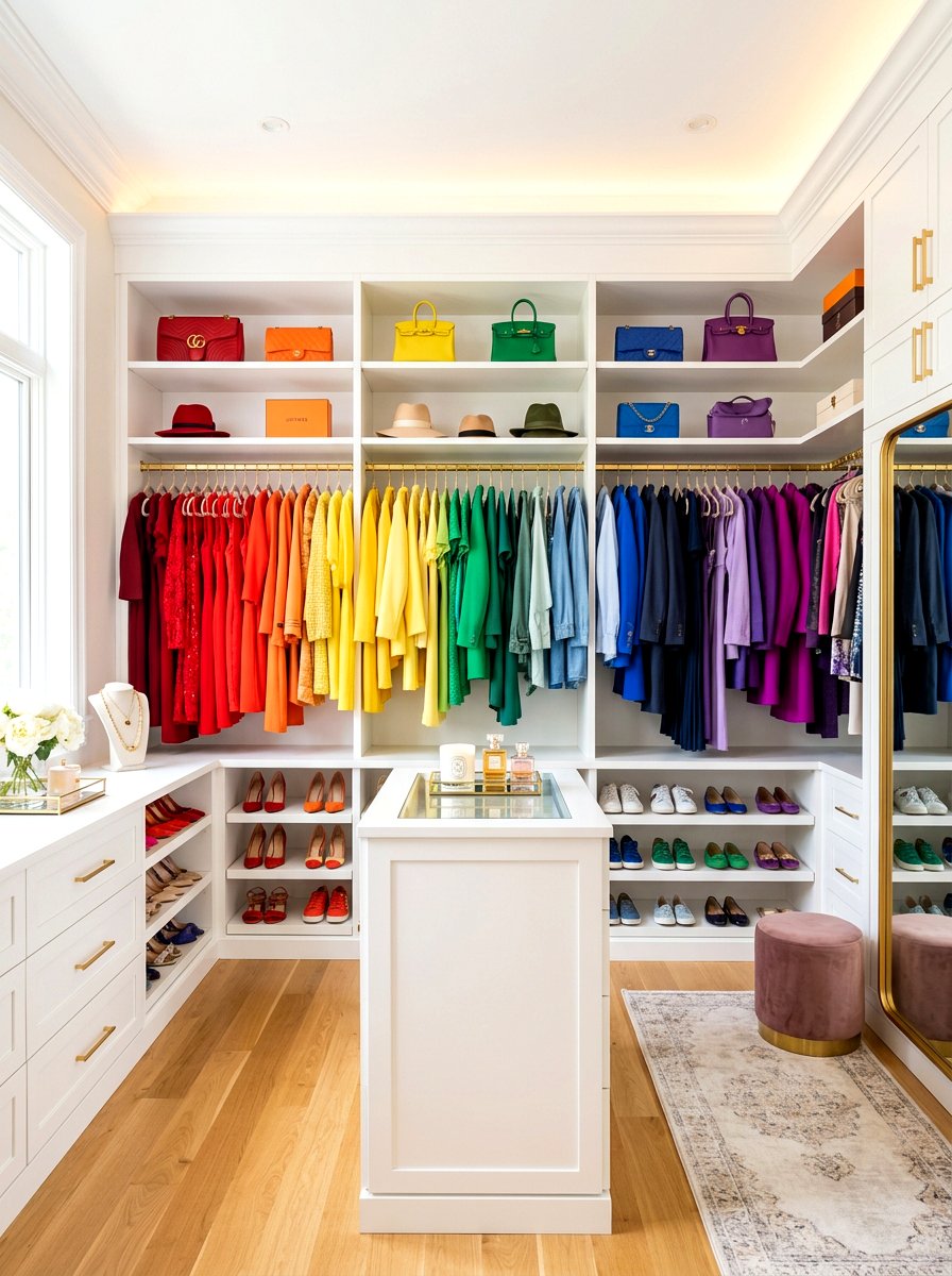 Color Coordinated Boutique Closet - 30 capsule wardrobe closet ideas