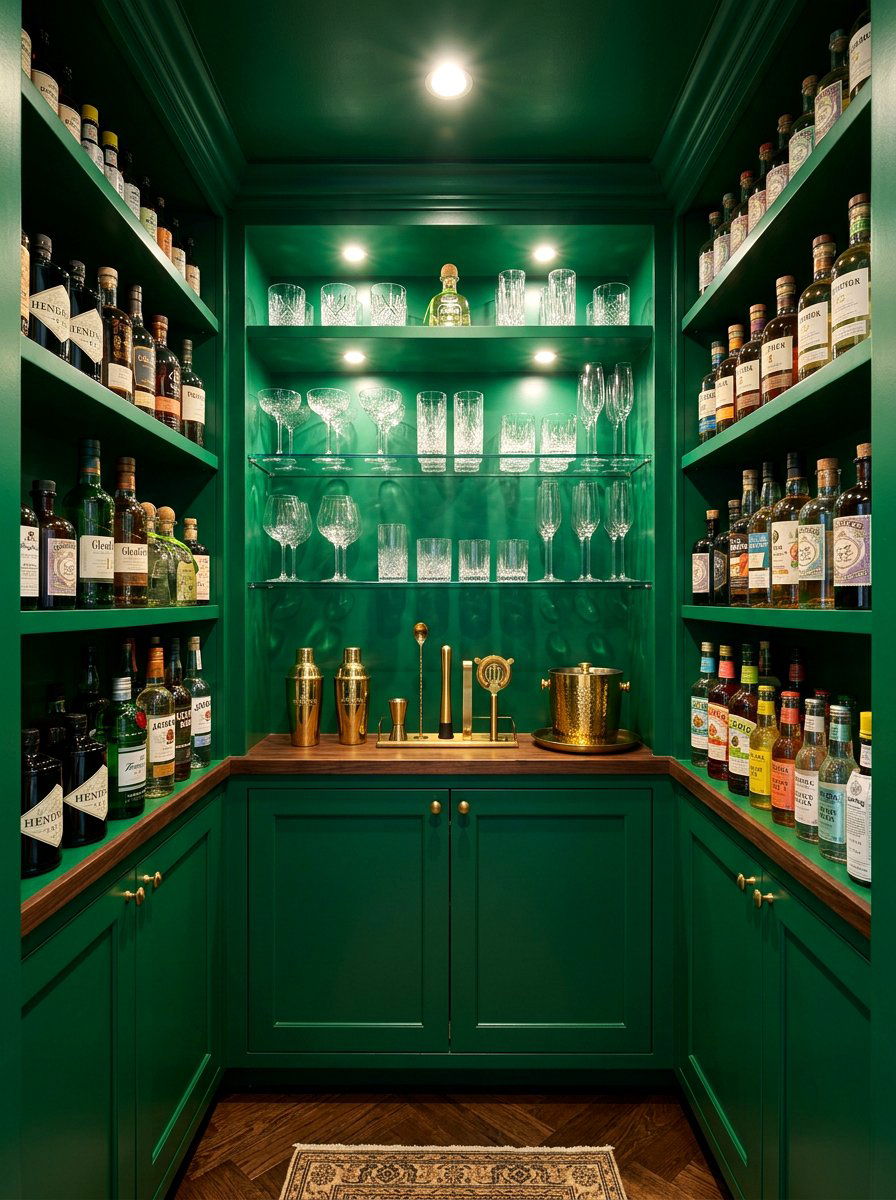 Color Drenched Beverage Closet - 30 beverage pantry ideas aesthetic