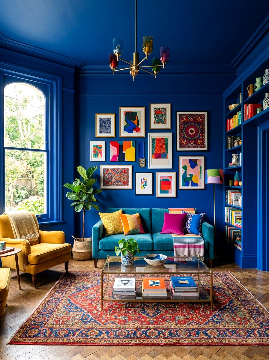Color Drenched Living Room Paint - 30 playful maximalist living room ideas