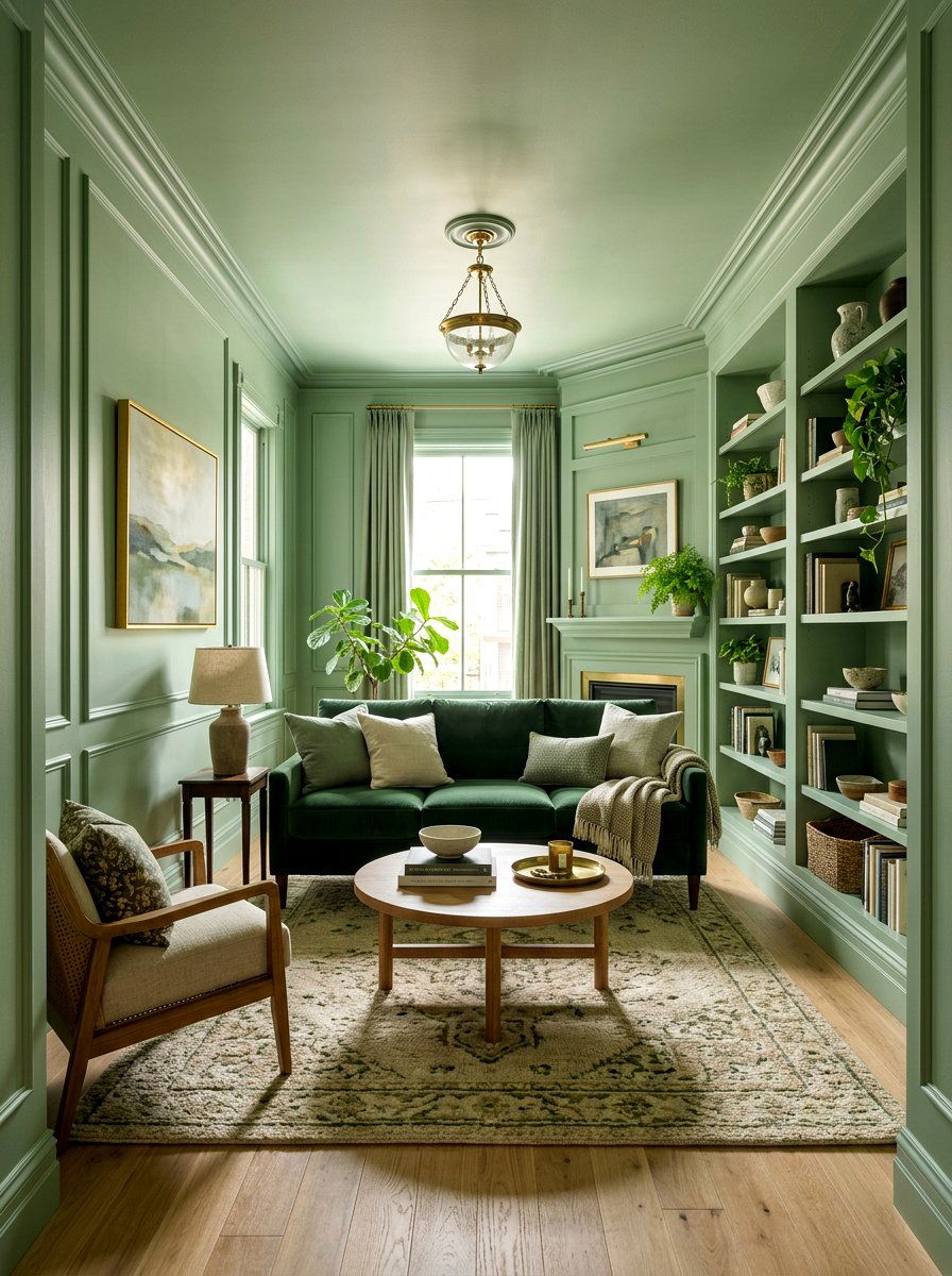Color Drenching - 30 narrow living room ideas