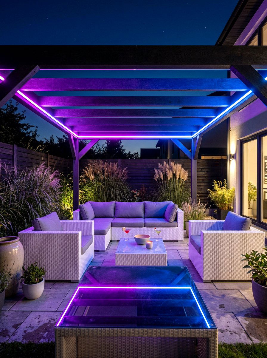 Color changing LED - 30 pergola lighting ideas