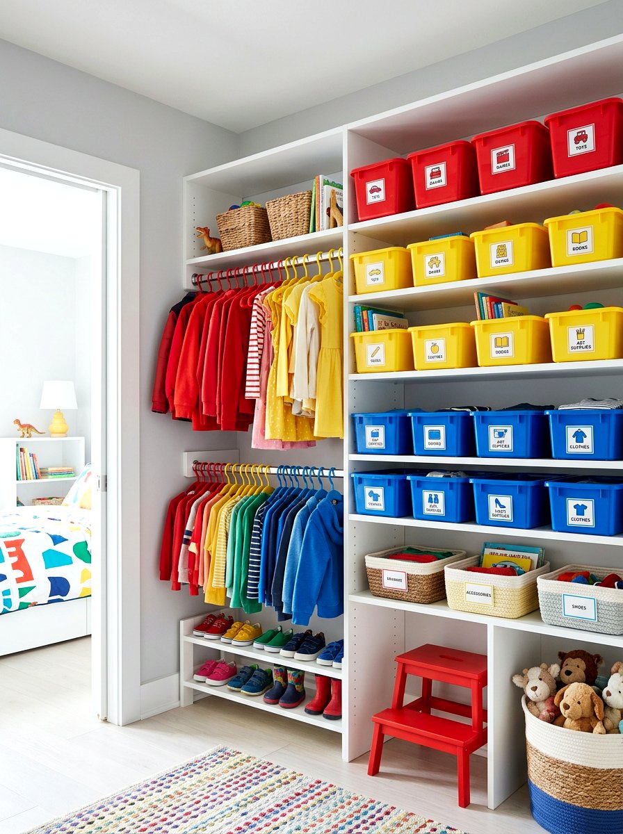 Color coded storage - 30 kids closet system ideas