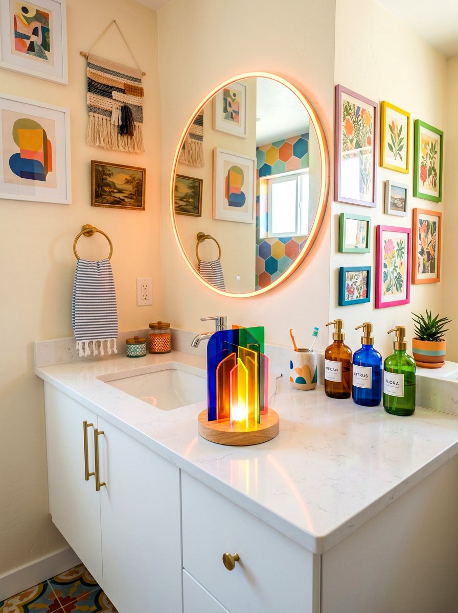 Colored Acrylic Lamp - 30 mini lamp bathroom counter ideas