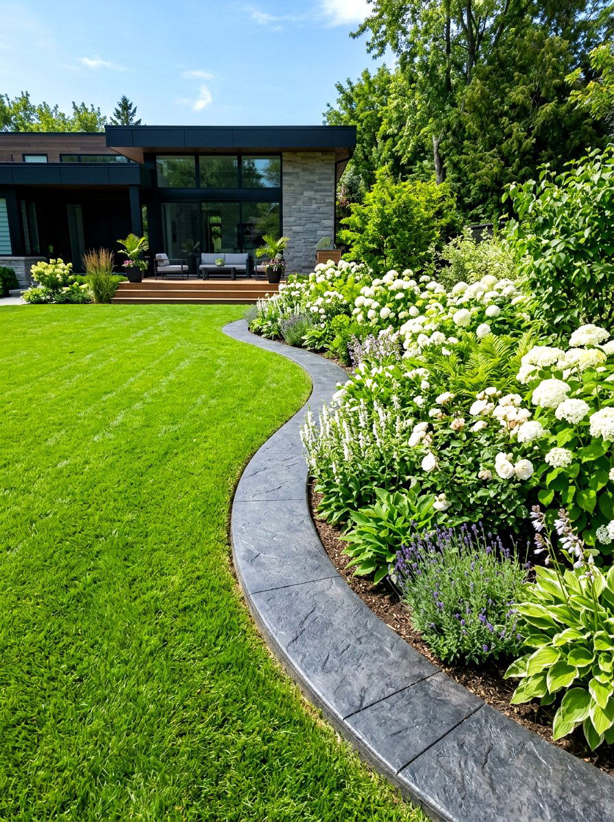 Colored Concrete Border - 30 concrete garden border ideas