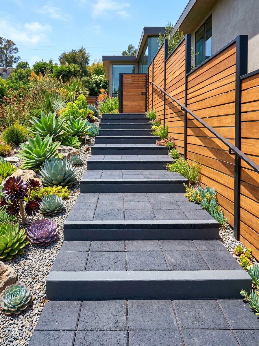 Colored Concrete Steps - 30 stepping stone ideas