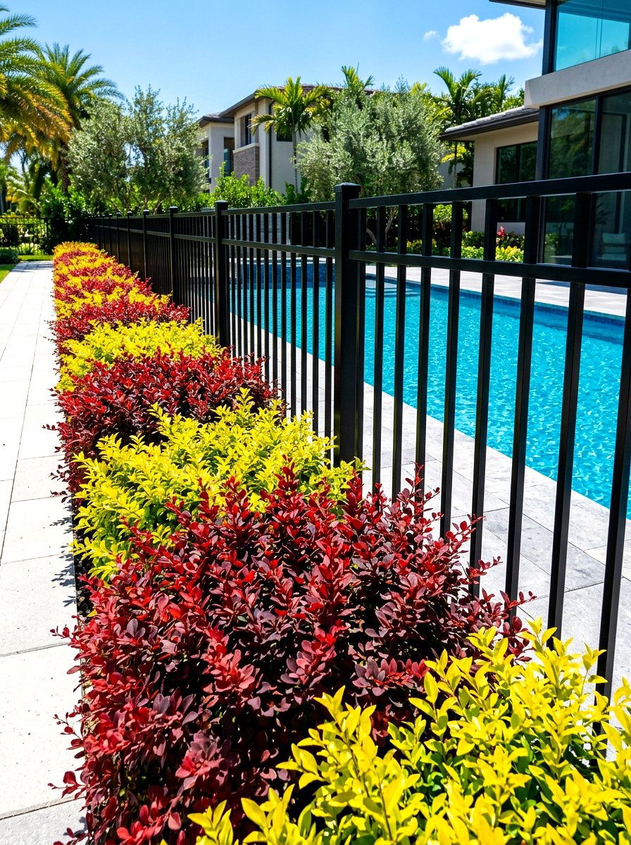 Colored Foliage Accent Plants - 30 pool fence landscaping ideas