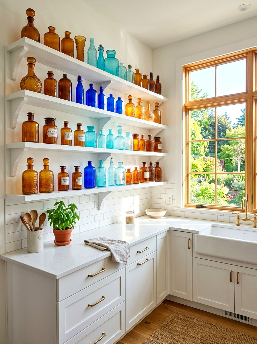 Colored Glass Kitchen Display - 30 secondhand decor ideas