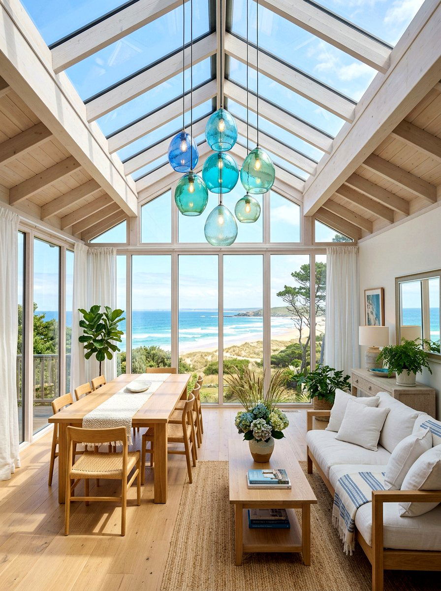 Colored Glass Pendant - 30 sunroom lighting ideas