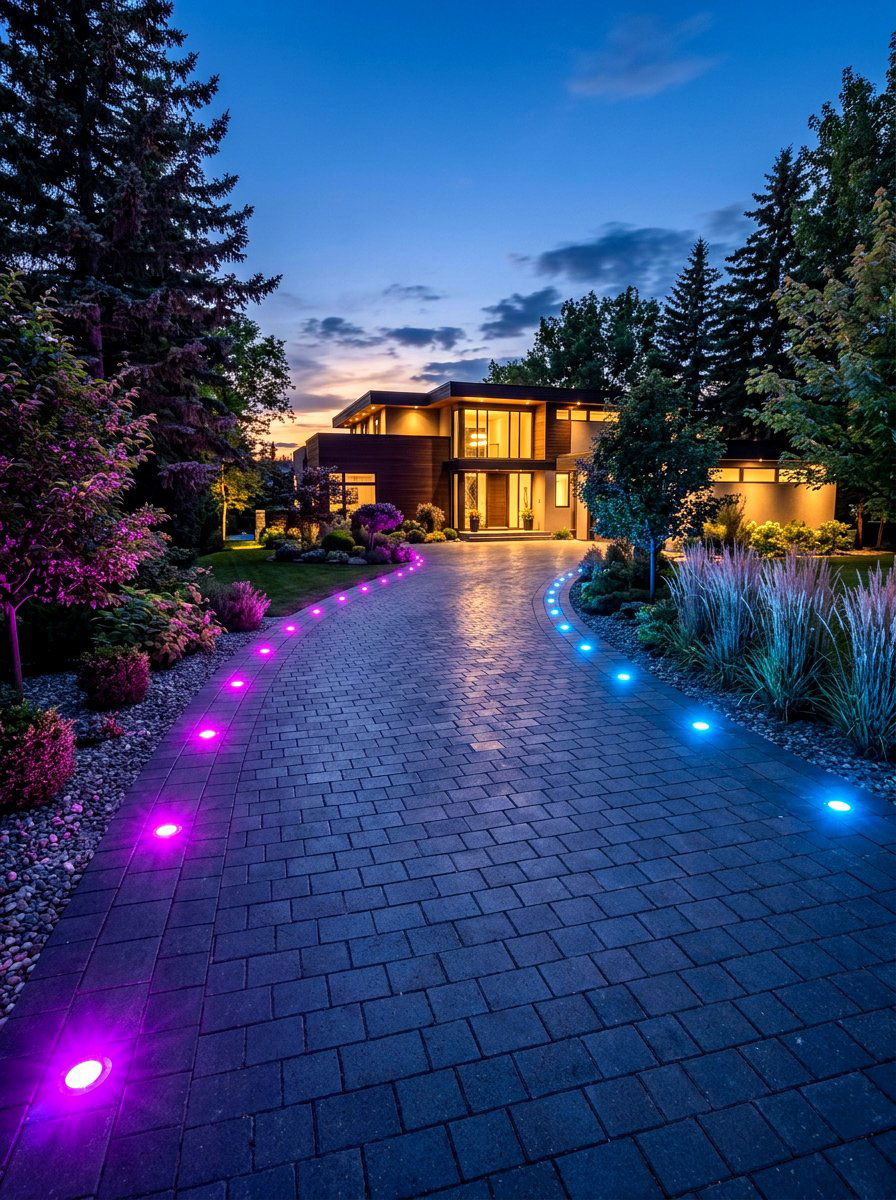Colored LED Accent Lighting - 30 driveway lighting ideas