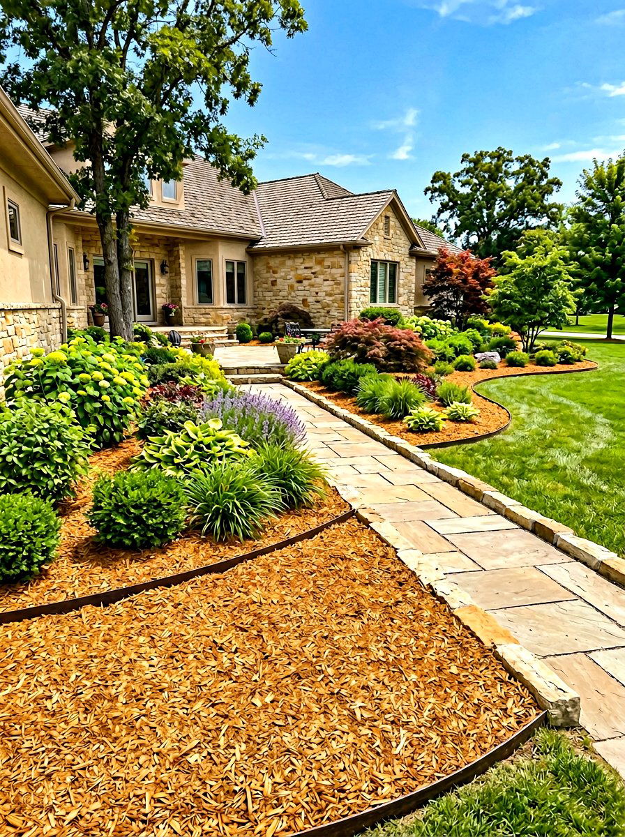 Colored Mulch Yard - 30 mulch landscaping ideas