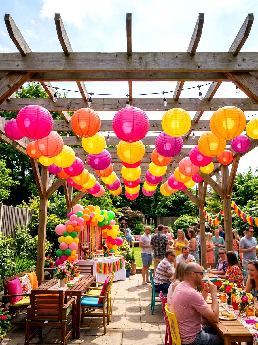 Colored Paper Lantern - 30 cozy outdoor lighting ideas