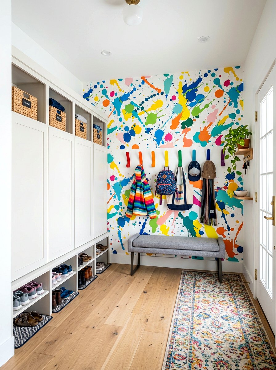 Colorful Abstract Mudroom Wallpaper - 30 mudroom wallpaper ideas