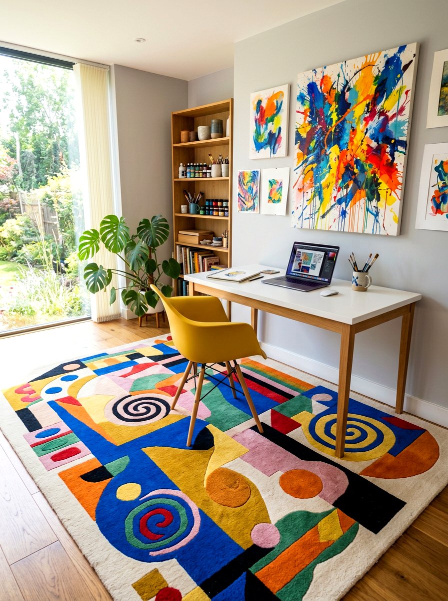 Colorful Abstract Office Rug - 30 office rug ideas