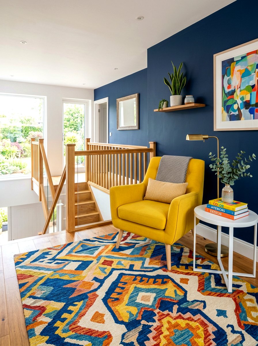 Colorful Accent Landing - 30 landing reading nook ideas