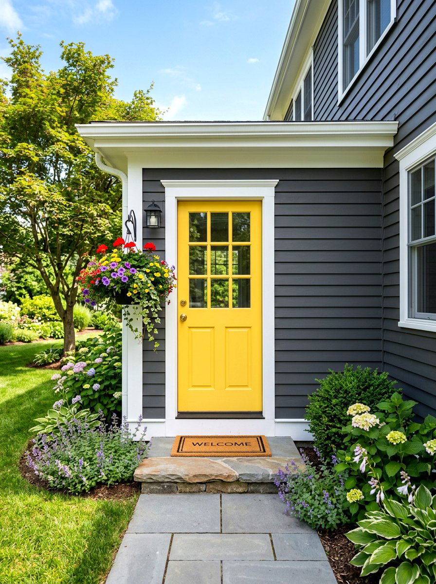 Colorful Accent Side Door - 30 side entrance ideas